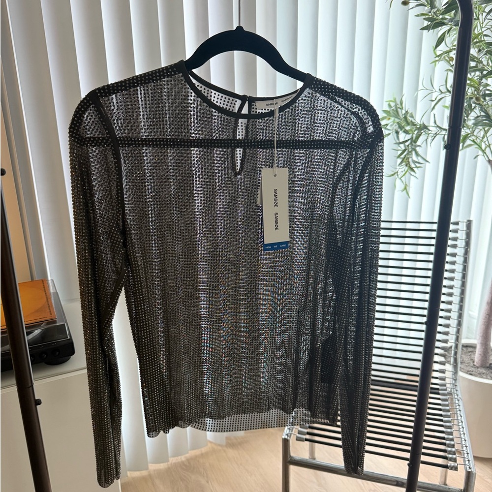 Samsøe Samsøe Women's Samsoe Samsoe Samagda Top in Black Olive size Medium - Picture 4 of 9